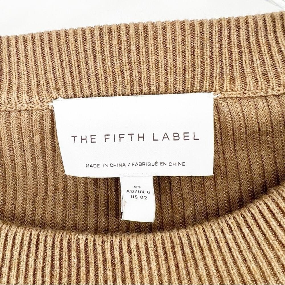 The Fifth Label Women's Cut Out Ribbed Knit Cut Out Sweater XS Dark Tan - Picture 5 of 6